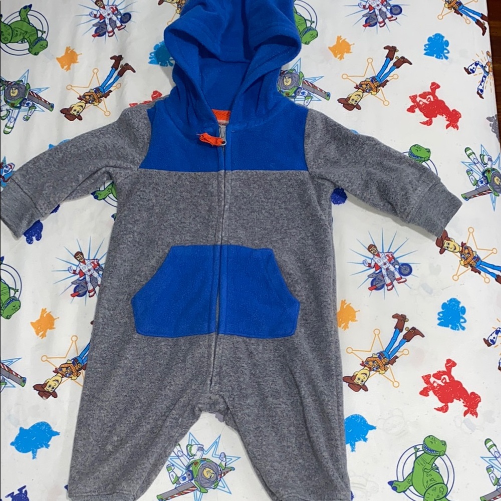 Carter's Blue and Gray Footies with Cozy Fleece